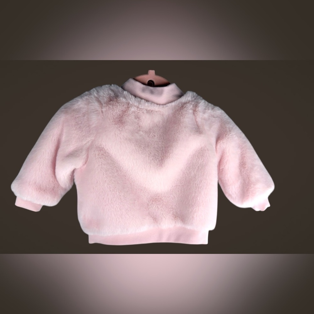 Cat & Jack Baby Pink Faux Fur Zip Jacket – Size 6–9 Months – Excellent - Picture 4 of 11